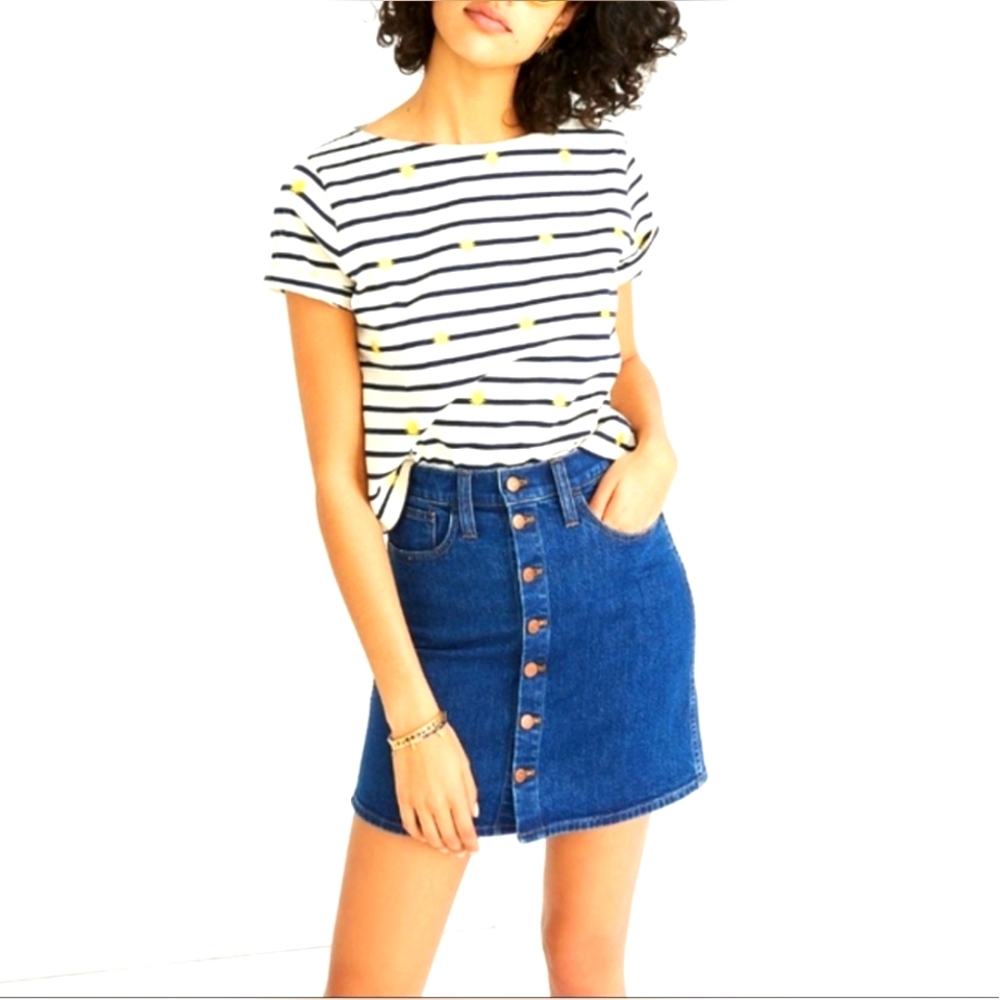 NWT Madewell button front denim mini skirt size 25.